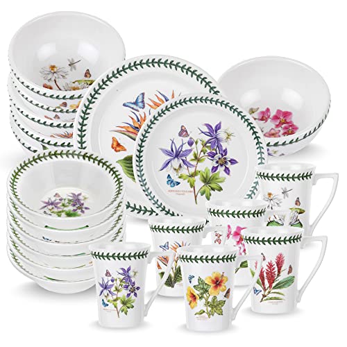 Portmeirion Exotic Botanic Garden 30 Piece Earthenware Dish Set | Dinnerware Set For 6 | Earthenware Dish Set | Includes Dinner Plates, Salad Plates, Mugs, Soup Bowls, & Cereal Bowls #TOP24