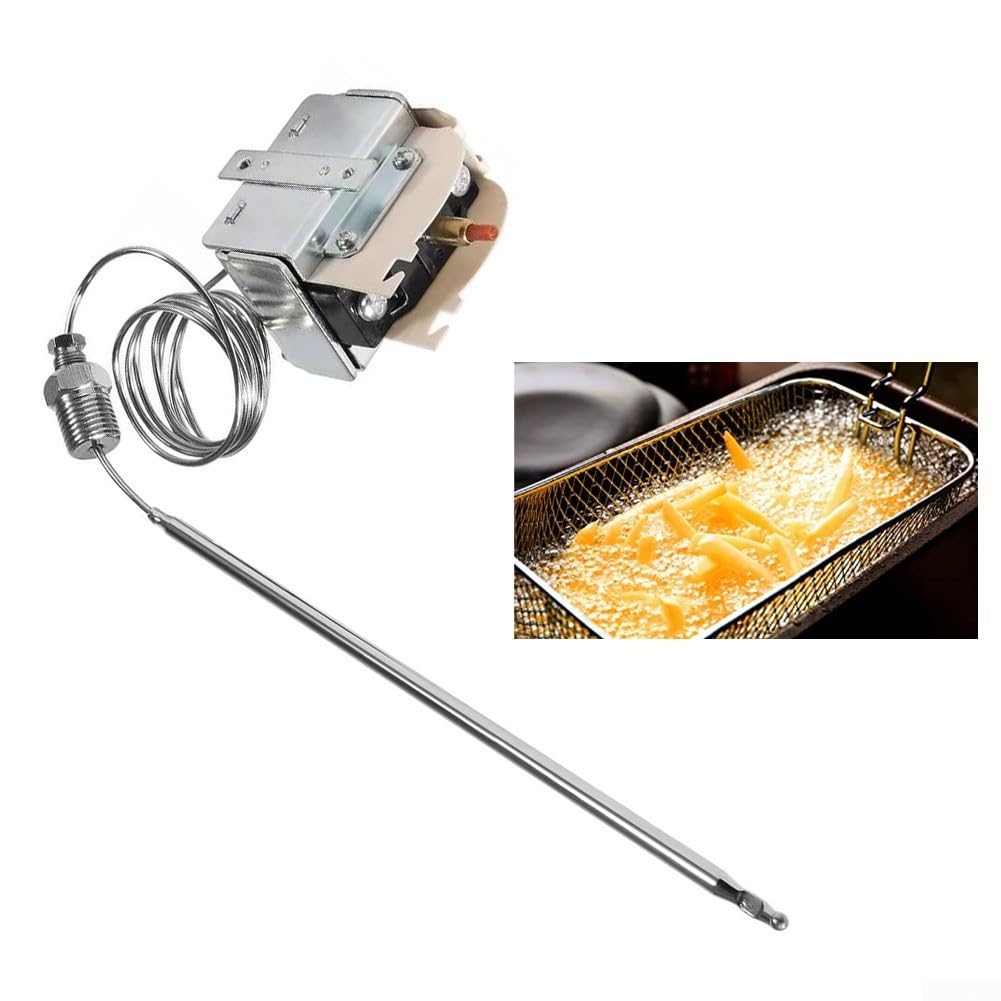 QOXEZY PP10084 Termostato de límite de alta temperatura, seguridad con límite de 232.2 °C 230 °C, para freidoras Pitco, interfaz MPT roscada, para E500D, plateado (4)