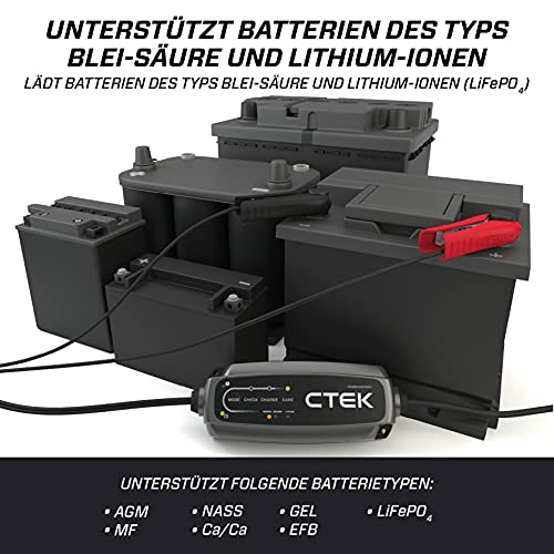 CTEK CT5 Powersport, Batterieladegerät 12V, Ladegerät LiFePO4, AGM Ladegerät, Lithium Ionen Ladegerät Motorrad, Quad-Bike, Schneemobil, Wasserfahrzeug, Batteriepfleger Mit Rekonditionierungsmodus