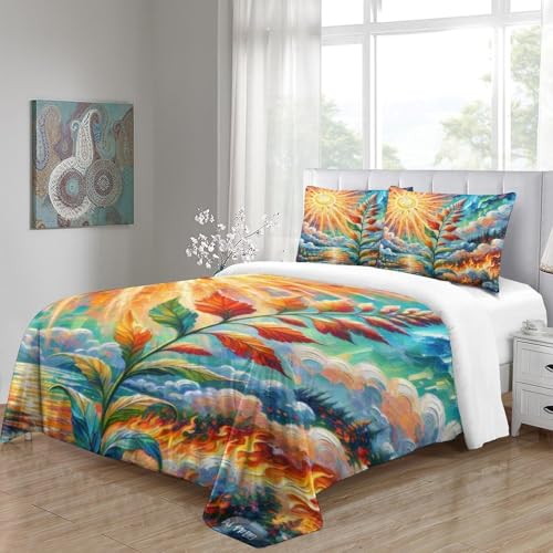 Housse de couette 3D Coleus Fleur avec fermeture éclair invisible en microfibre douce - 5