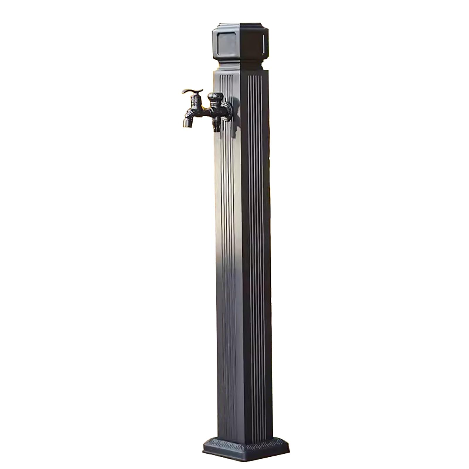 Robinet Exterieur Double, Colonne D'eau de Jardin Autoportante en Alliage D'aluminium, Robinet de Jardin Extérieur Noir Résistant au gel, 2 Entrées D'eau(Large)
