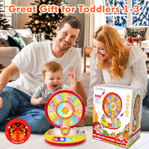 Image of Learning Toy for 1 2 3 Year Old Boys Girls, Spin and Sing Alphabet Musical Toys with Light and Animal Sounds, Interactive Games for Toddlers 12-18 Months, Christmas Birthday Gifts for Baby Ages 1-3