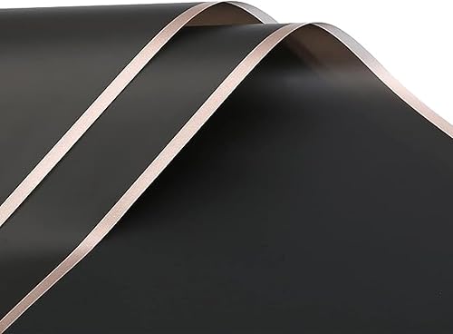 VOWOVOSDAY 40 hojas de papel de regalo de flores negras, papel de regalo impermeable para ramo de flores con cinta, papel de regalo floral para