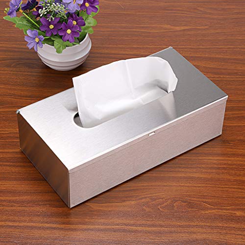 Sumnacon Rectangular Tissue Box Cover - Stylish Stainless Steel Paper Facial Cover, Modern Metal Tissue Box Holder For Bedroom/Bathroom/Vanity/Countertop/Dresser/Night Stand/Office/Car, Brushed Nickel #TOP1
