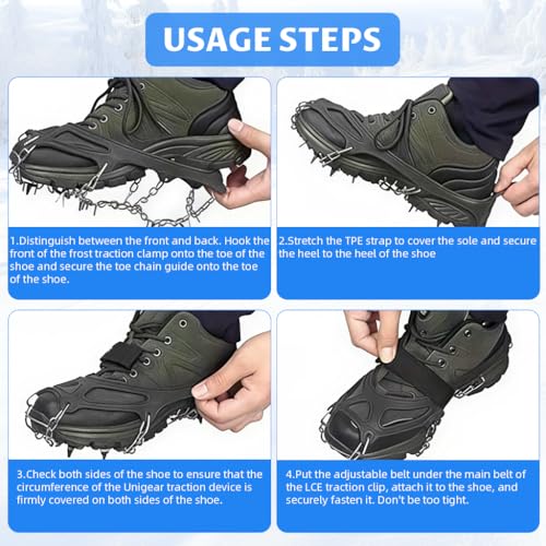 Image of PROBEROS Crampons with 24 Cleats for Hiking Boots Snow Shoes, M(35-40)