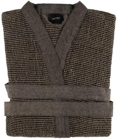 Rento Kenno, Bath Robe, Cotton/Polyester (US, Alpha, Large, Regular, Regular, Brown)