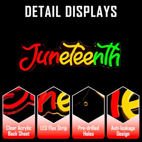 Image of Juneteenth Neon Sign Dimmable Black History Month Neon Lights June 19 Light Up Sign African American Freedom Day Party Led Wall Decor Juneteenth Gifts