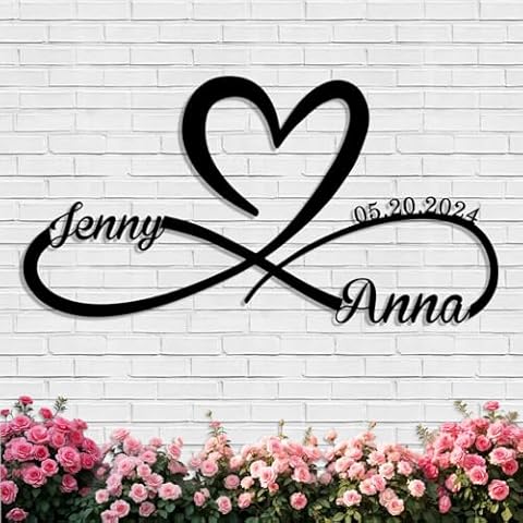 Personalized Metal Signs Wedding Gifts | Custom Metal Sign Art Wall Decor with Name and Date | Anniversary Gift for Couple Parents | Housewarming Couples Gift | Home Decor Sign Cover