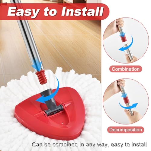 image for GFRED 4 Section Spin Mop Replacement Handle for O Cedar Mop Handle for