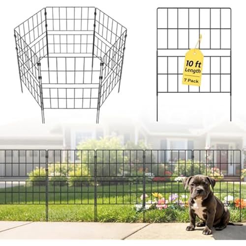 Tall Garden Fence 31.5 in(H) X 10 ft(L), 7 Pack Metal No Dig Fence