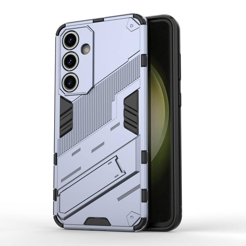Image of Casodon Rugged Hard Back Case Cover for Samsung Galaxy S24 FE - Military-Grade Armor with Screen & Camera Guard, Dual-Layer Shockproof Design, Raised Edges, and Built-in Kickstand - Space Gray