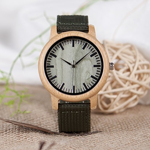 Bobo Bird Unisex Bamboo Wooden Watch For Men And Women Analog Quartz Lightweight Handmade Casual Watches With Green Nylon Strap #TOP3
