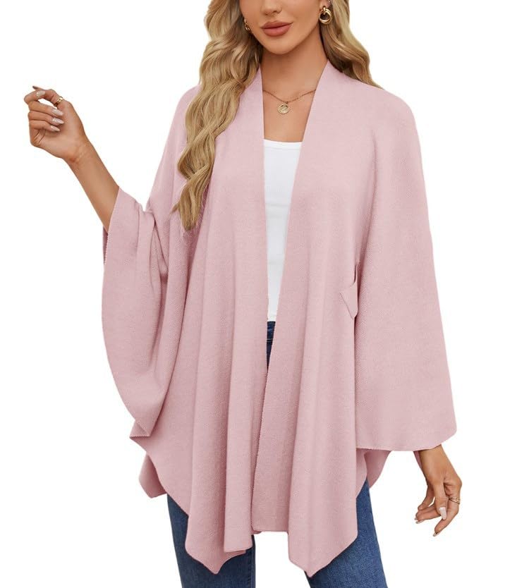 Elegant Shawl Wraps Soft Open Front Poncho Sweater, for Spring Fall Winter, Cross Front Poncho Shawl Cape for Holiday Travel4