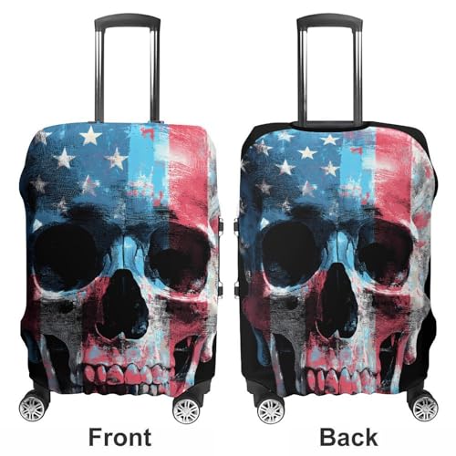 3d Skull U.S.A. Flag Luggage Covers Washable Travel Suitcase Cover Elastic Baggage Protector3