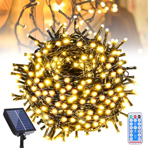 Quntis 40M 400LEDs Luces Navideñas Solares Exterior con Remote, Impermeables & 8 Modos de Luz de Navidad en Blanco...