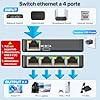 KiwiBird sdoppiatore ethernet 4 Porte Splitter ethernet 1000Mbps sdoppiatore Cavo LAN RJ45 gigabit Mini Switch 1 Ingresso 4 uscite per Cat 8 7 6 5e 5 Compatibile con Router Fibra Ottica PC TV Box PS5