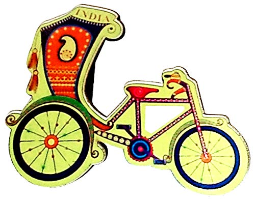 Aimant de réfrigérateur décoratif en bois rigide motif rickshaw - 2