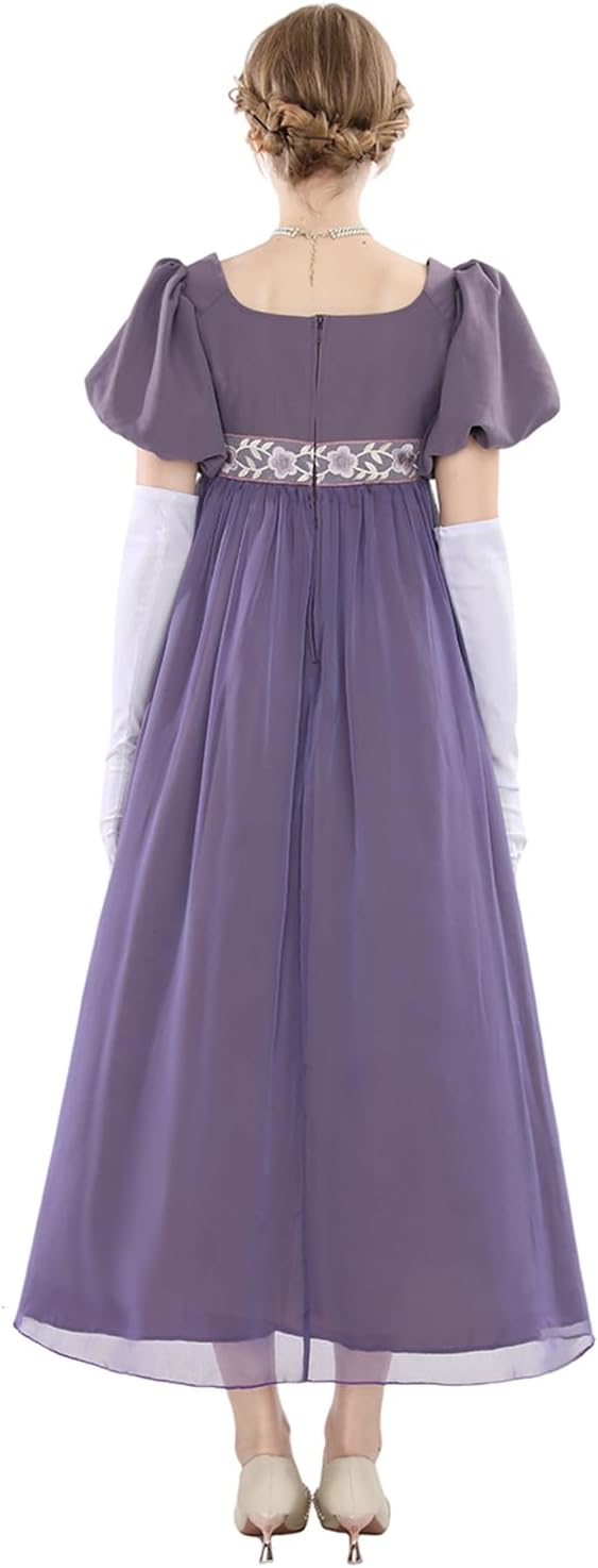 Nuoqi Regency Dresses for Women Regency Era 1800s Dress Empire Waist Victorian Tea Ball Gown - Image 3