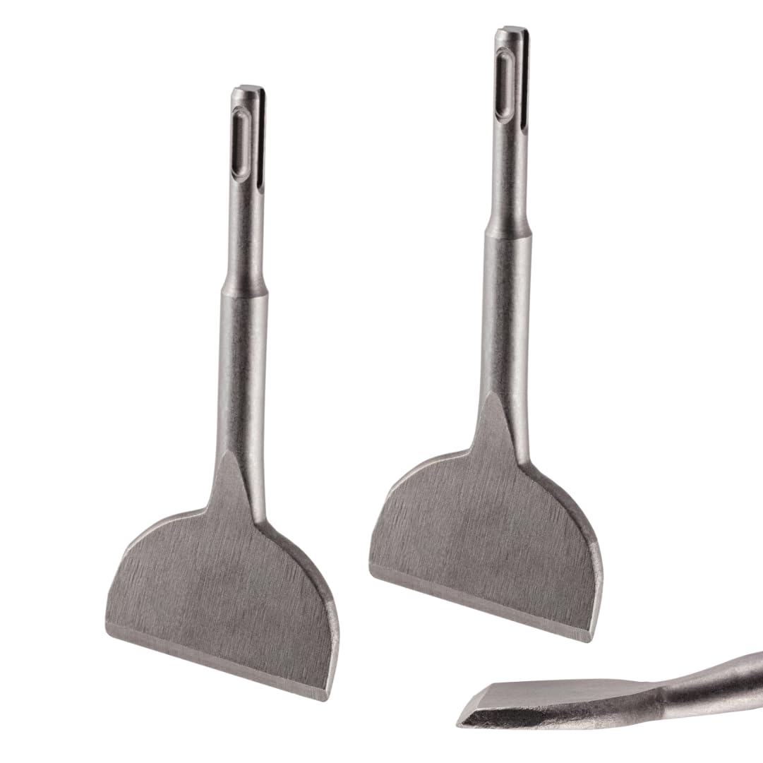 Rennie Tool Company 2 Pack SDS Plus Bent Tile Chisel, 75mm Wide x 165mm Long, Alloy Steel