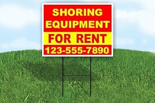 Shoring Equipment For Rent Red Yellow Customizable Yard Sign Double Sided 18 in. x 24 in. with Stand | Add Phone Number Email Business Name or Personalized Message | Outdoor Weatherproof Property Sign | Custom Road Display | Qty 10
