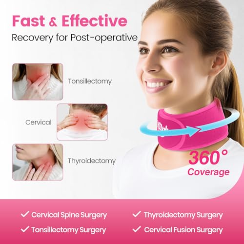 Image of Hilph Neck Ice Pack Wrap, Throat Ice Pack for Tonsillectomy, Adjustable Flexible Cold Pack Cold Compress for Neck Cervical Pain Relief, Surgery Recovery, Hot Flash, Thyroidectomy, Hot Weather, Red