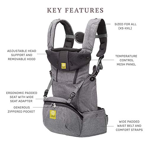 Líllébaby Seatme Hip Seat & Ergonomic 6-In-1 Baby Carrier Newborn To Toddler - With Lumbar Support - For Children 7-45 Pounds - 360 Degree Baby Wearing - Inward And Outward Facing - Heathered Grey #TOP1