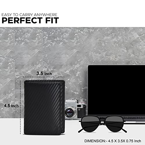 Minimalist Tri Fold Wallets For Men | Black Leather | Multiple Credit Card Slots | RFID Blocking | Stylish Design3