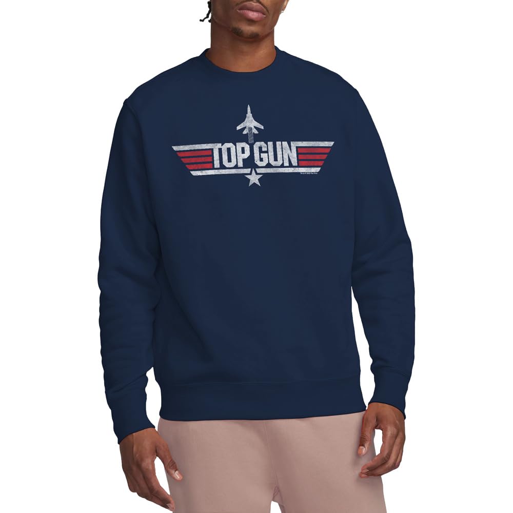 Top Gun Paramount, Logo Navy, Crew Sweatshirt, Navy, Large