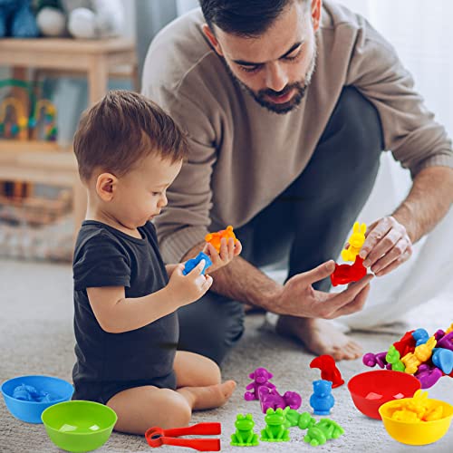 RAEQKS Counting Sorting Toys Matching Stacking Toys With Bowls Preschool Learning Activities For Math Montessori Fine Motor Skills Sensory Animals Toy Sets Gift for Toddlers Kids Boy Girl Aged 3+ Year - Image 3