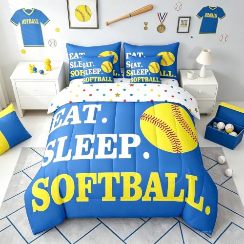 Image of Feelyou Softball Bedding Set Twin Size 7 Piece for Girls Boys Kids