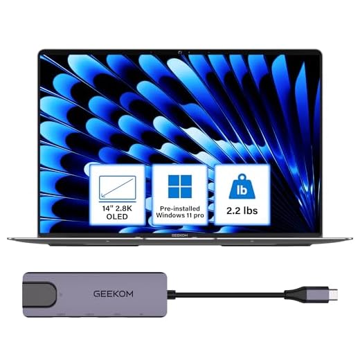 GEEKOM GeekBook X14 Pro Laptop, 2.2lbs Ultra Thin 14" 2.8K OLED Laptop Computer, Ultra 9 185H, 32GB LPDDR5x 7500MHz RAM 2TB SSD, Up to 16 Hour, 2X USB4, Fingerprint, Hub, Copilot, Windows 11 Pro