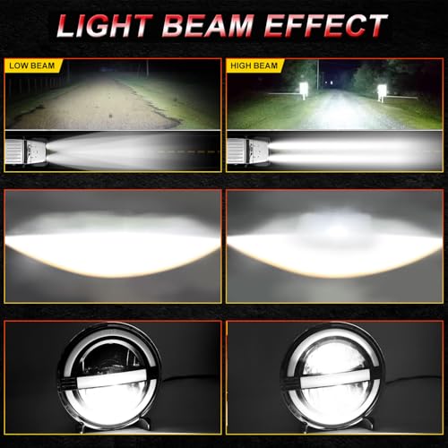 Faro LED redondo de 7 pulgadas con luz diurna ámbar para moto 7