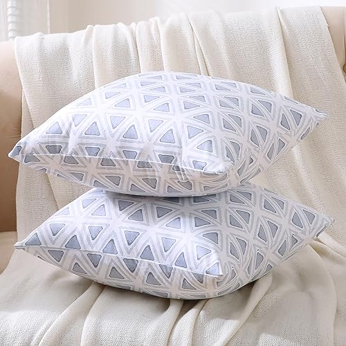 Daysu DAYSU005 Throw Pillow Covers 18X18 Inches, Set Of 2 Decorative Silky Micro Soft Plush With Exquisite Printing, Accent Pillow Covers Square Cushion Covers For Couch Sofa Bed, Triangle thumb #2