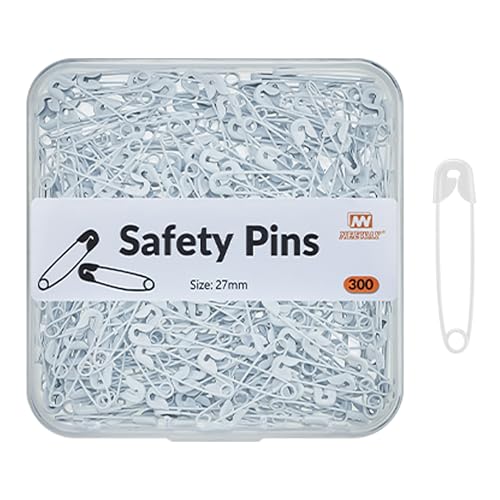NEEWAY 300 Count Colored Safety Pins 1 Inch, Small Safety Pins for Clothes, Sewing, Arts & Craft (White)