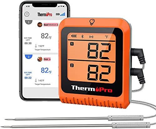 ThermoPro Wireless Meat Thermometer of 500FT, Bluetooth Meat Thermometer for Smoker Oven, Grill Thermometer with Dual Probes, Smart Rechargeable BBQ Thermometer for Cooking Turkey Fish Beef