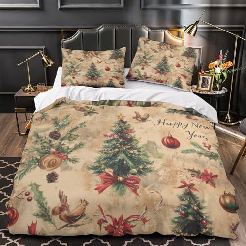 Housse de couette Noël 135x200 lit simple microfibre imprimé 3D - 2