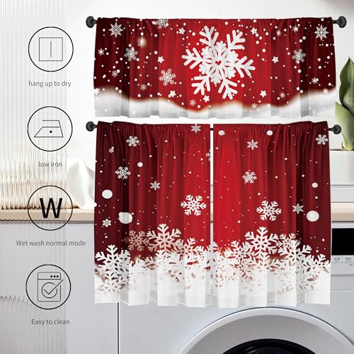 Cortinas navideñas de 52 x 18 pulgadas SUNWISHA para ventanas de casa 6