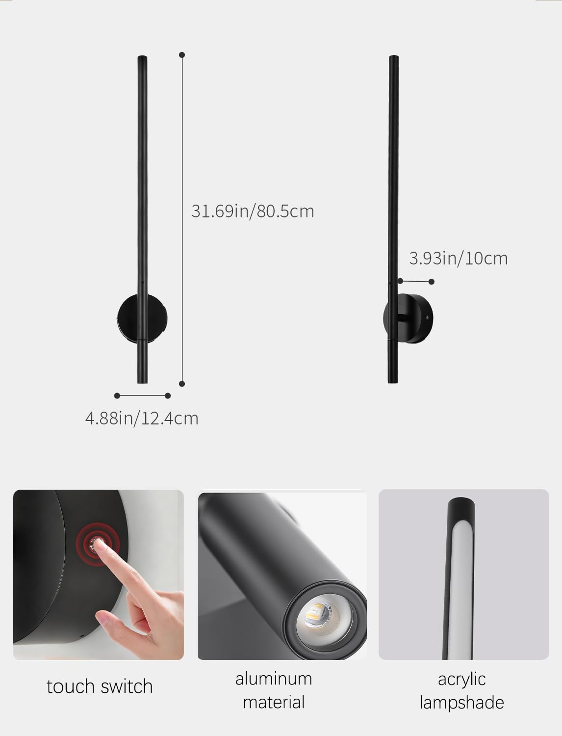 Wandleuchte Ohne Stromanschluss Dimmbar RGB Farbwechsel Akku Wandlampe mit Touch Control & Fernbedienung Kabellos Leselampe, 6000mAh Abnehmbare Batterie, USB Aufladbare, für Schlafzimmer Wohnzimmer