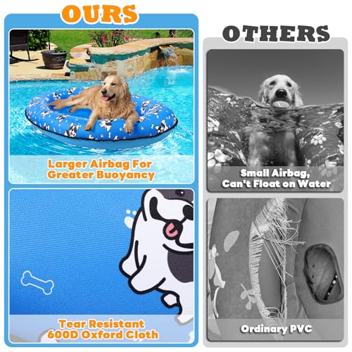140 x 89 cm Hunde-Pool-Schwimmer, Hundeschwimmer für Pool, Poolflöße für Hunde, aufblasbares Hundefloß für Pool für kleine, mittelgroße und große Hunde, Poolschwimmer für See, Fluss, Pool, kratzfest
