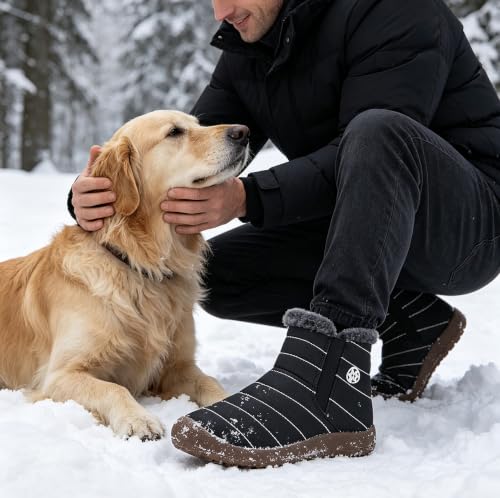 Image of Eagsouni Womens Mens Snow Boots Winter Slip On Shoes