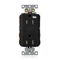 Vista 1 de Leviton Receptáculo GFCI dúplex de autoprueba dúplex de 15A-125V extra resistente a la intemperie, 15 amperios, G5262-WTE, negro