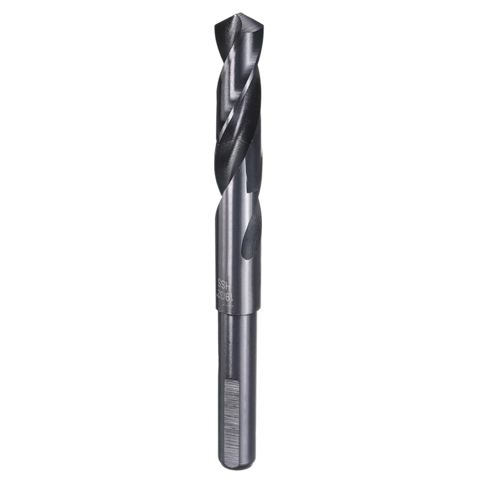 HARFINGTON 19/32" Drill Bit 1/2" Reduced Shank 3-Flat 4241 High Speed Steel Nitriding Black 118° for Soft Materials Wood Plastic Iron Copper Aluminum