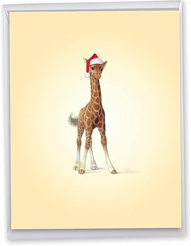 The Best Card Company - Tarjeta de Navidad de animales grandes para niños (8.5 x 11 pulgadas) - Adorable tarjeta de notas de vacaciones grupales con