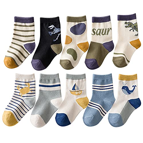 Forusky Lot de 10 paires de chaussettes basses antidérapantes en coton pour garçon, 10 paires C, 3-5 ans Cover
