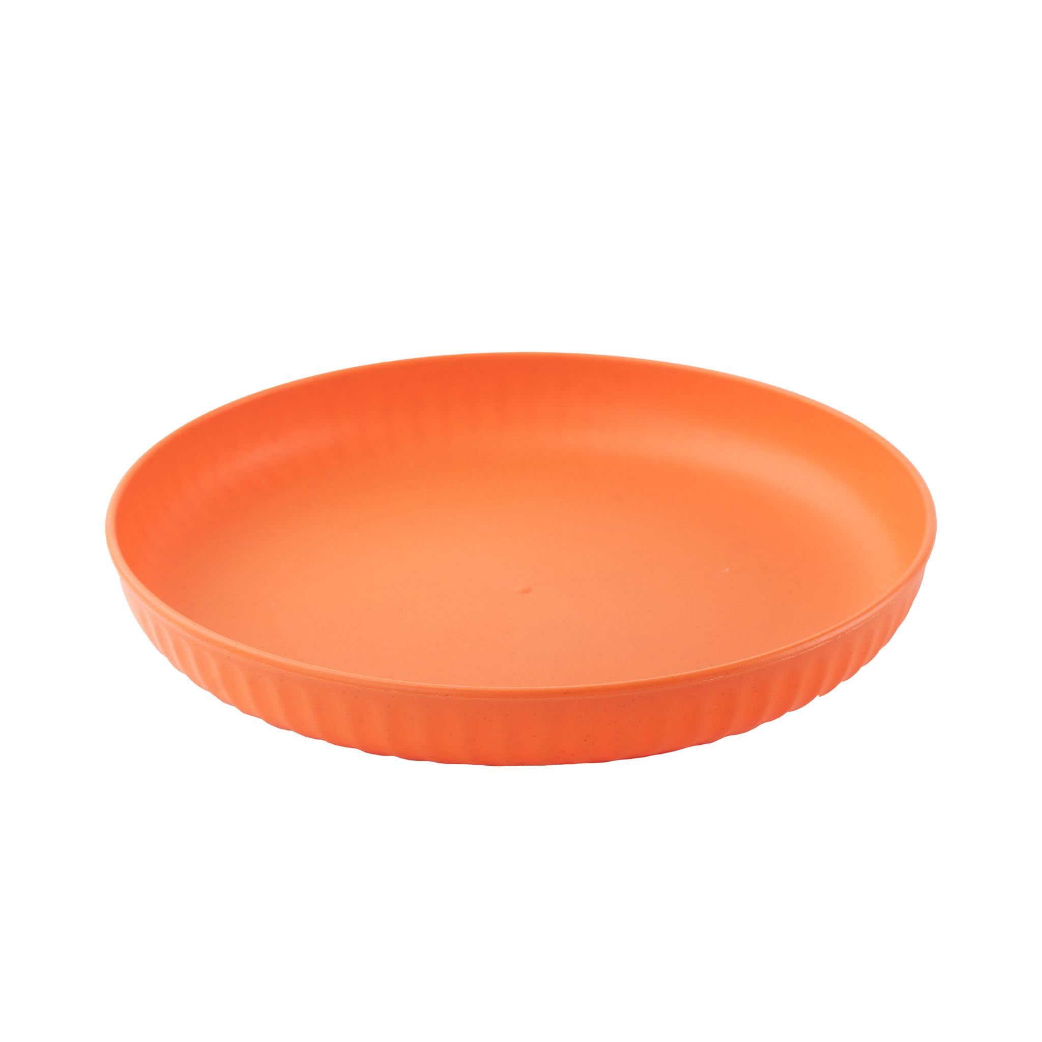 Irida Naturals Wheat Straw & Bamboo Fiber Fluted Snack Plate | 8 inch Pack of 1 | Eco-Friendly, Lightweight & Unbreakable | Microwave Safe for Hot & Cold Serving (Summer Orange) (B0D76KKZ7R) Amazon Price History, Amazon Price Tracker