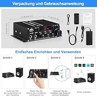 HiFi Stereo Verstärker Empfänger für Home Lautsprecher, AK-390 Bluetooth5.0 – Ansicht 7
