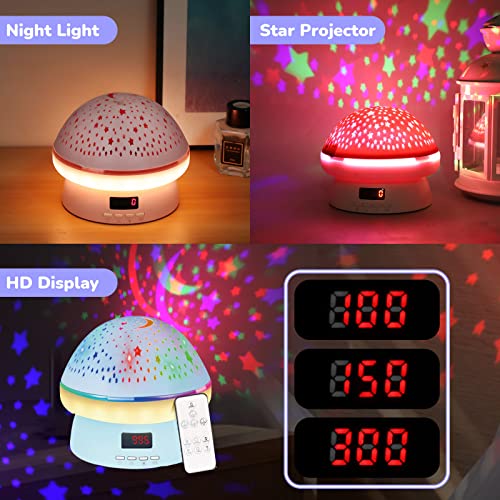 Remote Control And Timer Design Starry Sky Rotating Star Projector Night Light,16 Colorful Projector Light Dimmable Led Bedside Lamp,Glow In The Dark Stars Moon,Kids Room Decor (Blue) #TOP3