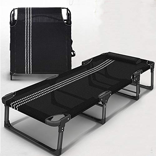 ZHDWM Folding Chair Lounge Chair Creative Black Folding Bed Office Siesta Chair Outdoor Camping Chair 68x189x28cm Folding chair