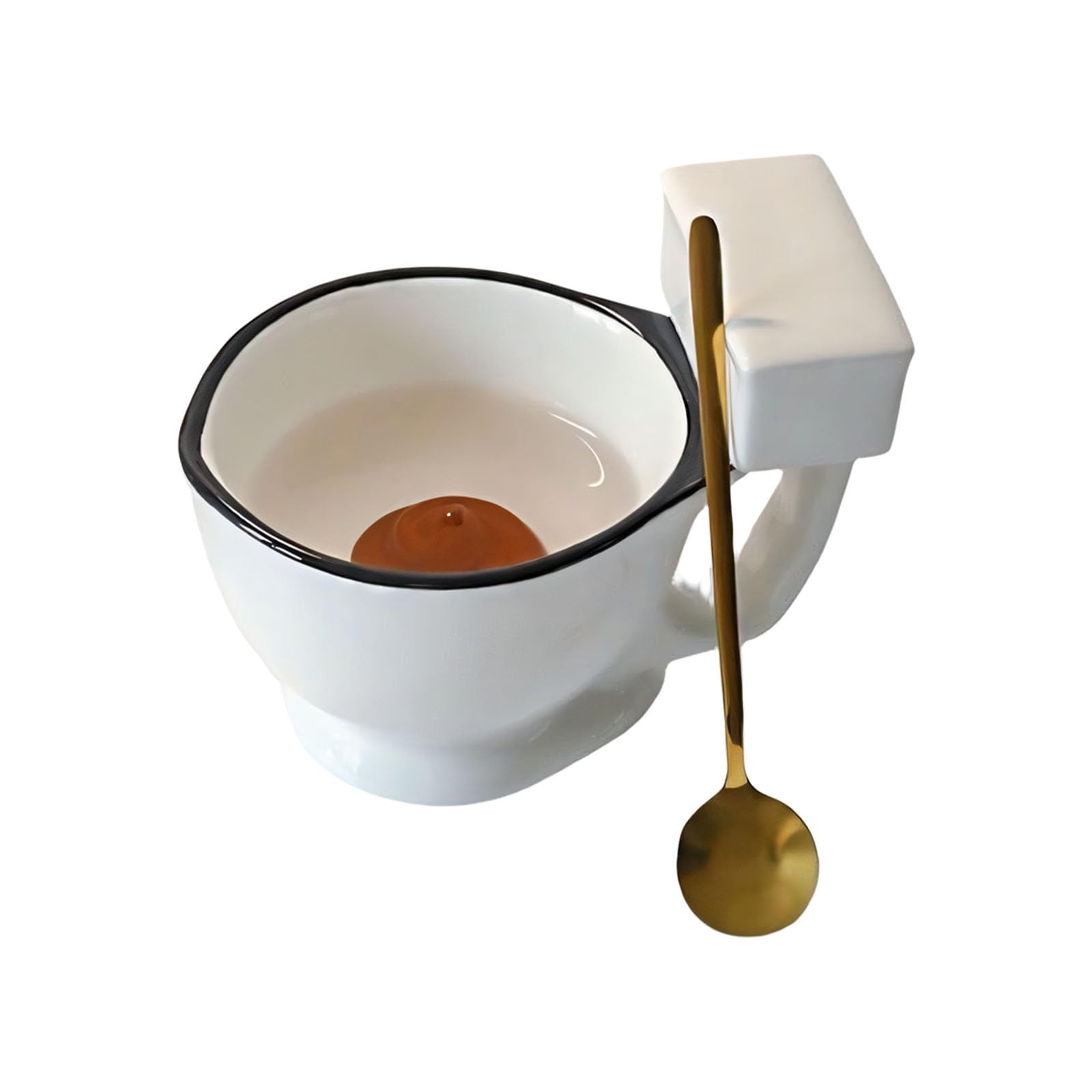 Qisuw Toilet Themed Ceramic Mug 8.8Oz with Spoon Ideal for Joke Presents and Celebrations Ceramic Cup