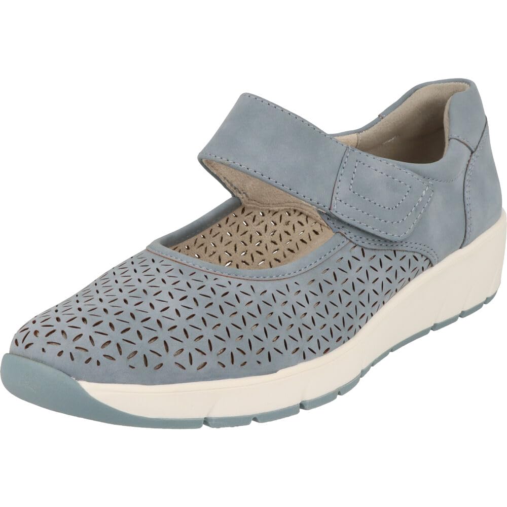 Jana Women’s Half Shoes with Velcro Vegan, Denim, 6,5 UK